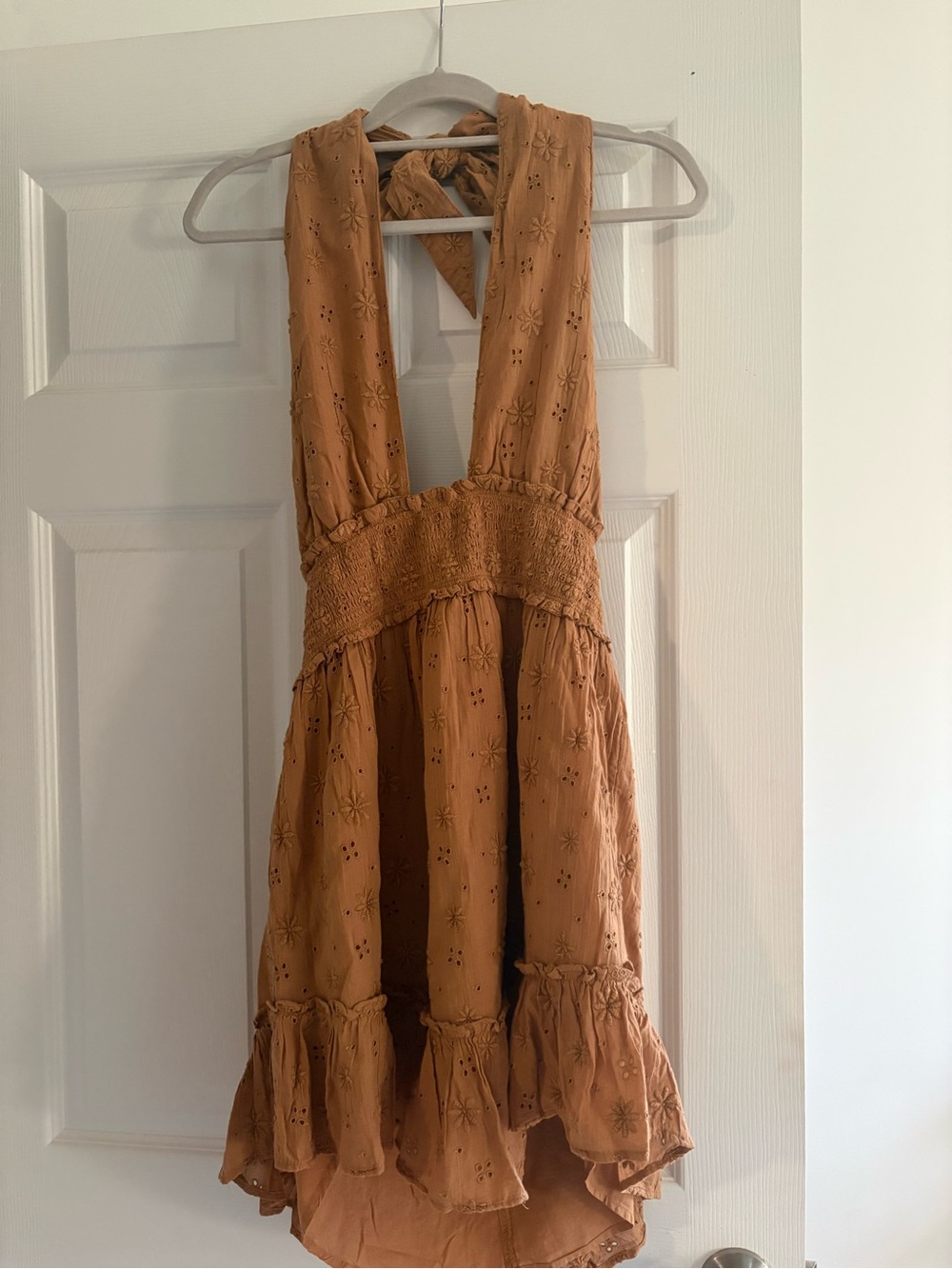 Aerie Eyelet Halter Mini Dress